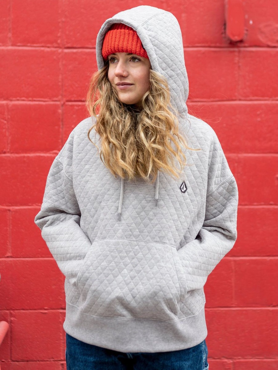 Femme Volcom Sweats | Sweat A Capuche V.Co Air Layer Thermal Heather Grey