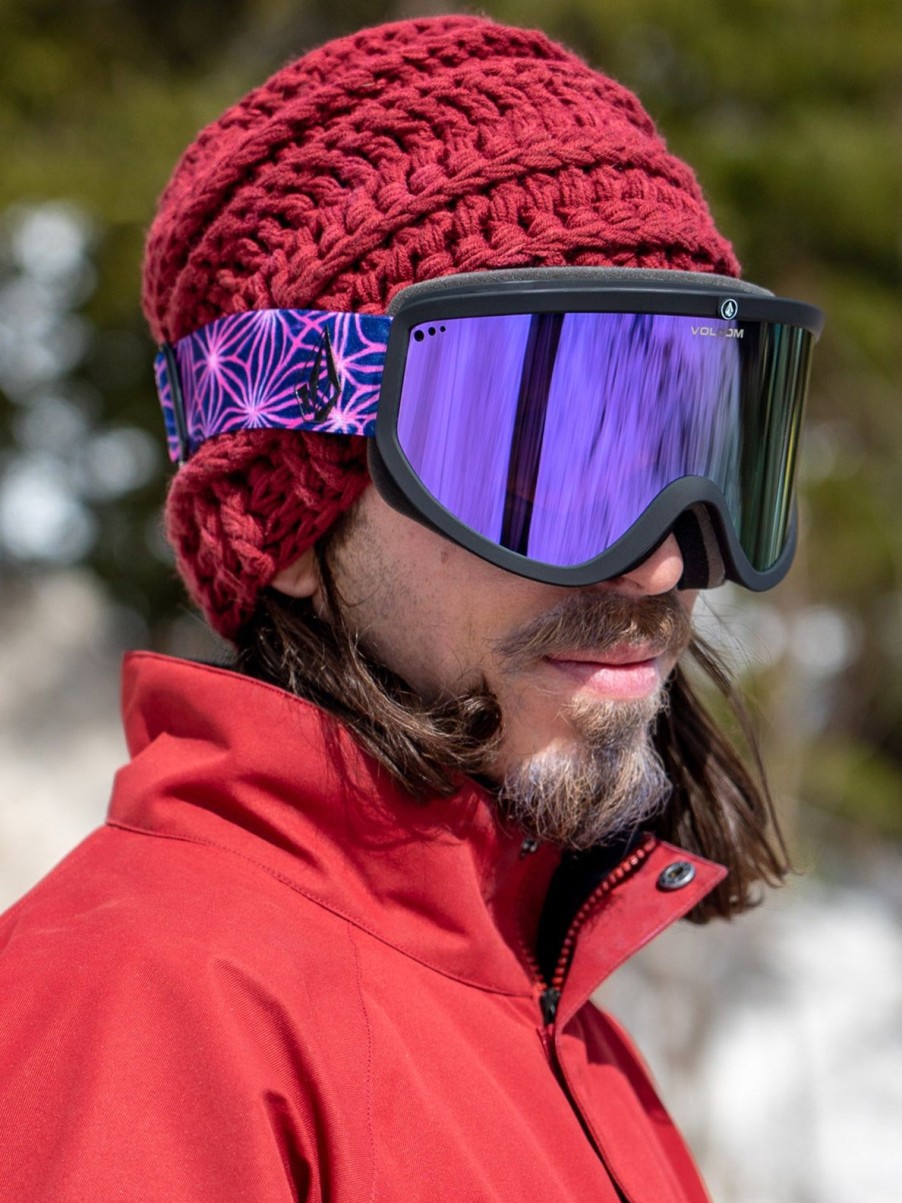 Homme Volcom Masques De Snow | Masque De Snow Footprints Mike Ravelson (+ Ecran Bonus Yellow Chrome) Purple Chrome