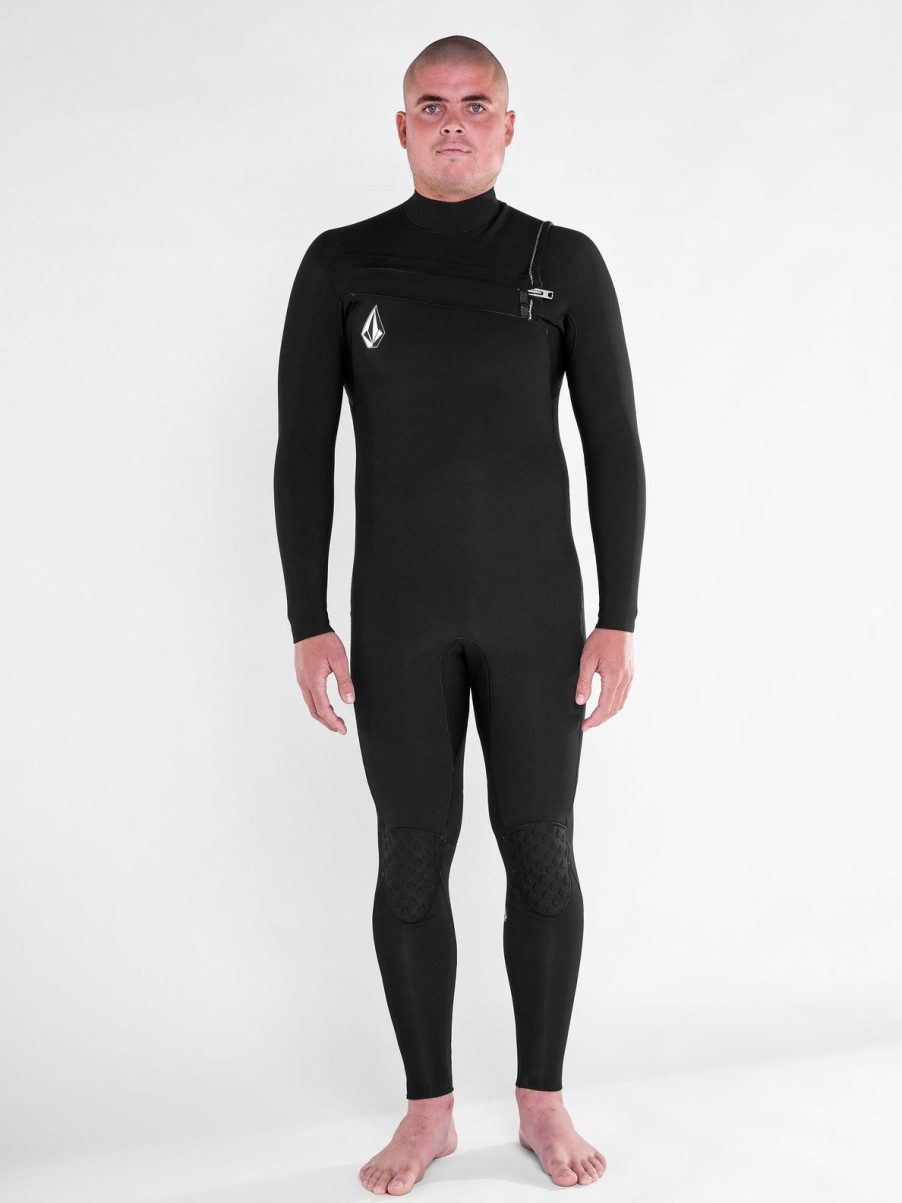 Homme Volcom Combinaisons & Tops De Surf | Combinaison Modulator 4/3 Mm Zippee Poitrine Black