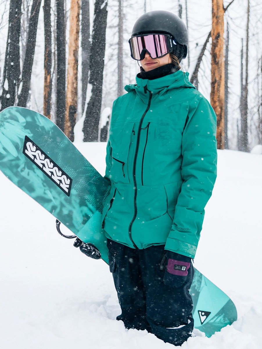 Femme Volcom Vestes De Snow | Veste Gore-Tex Koa Tds Infrared Vibrant Green