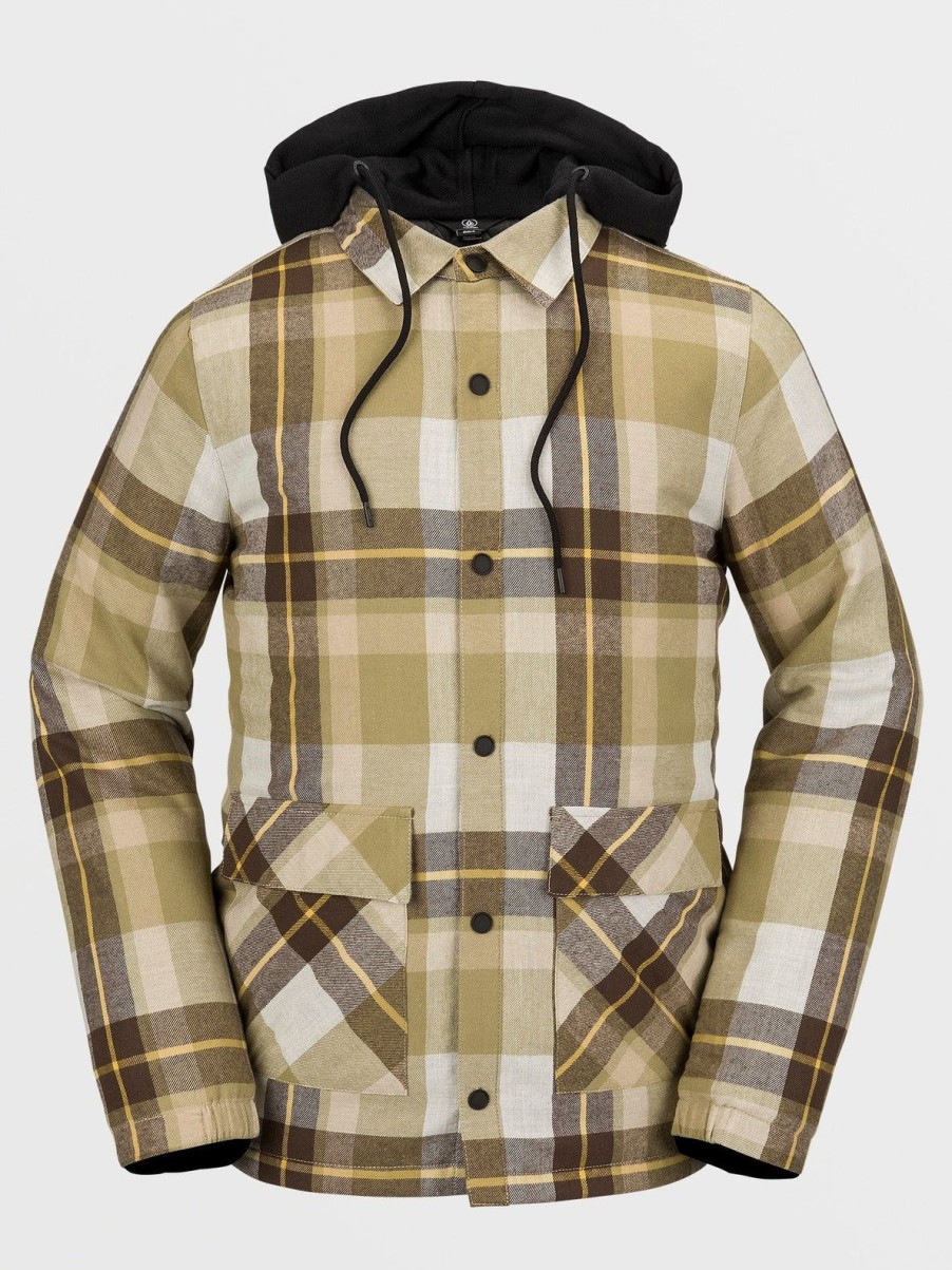 Homme Volcom Vestes De Snow | Veste Insulated Riding Flannel Khakiest