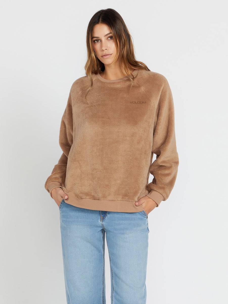 Femme Volcom Sweats | Sweatshirt Pheelin Phine Sherpa Mocha