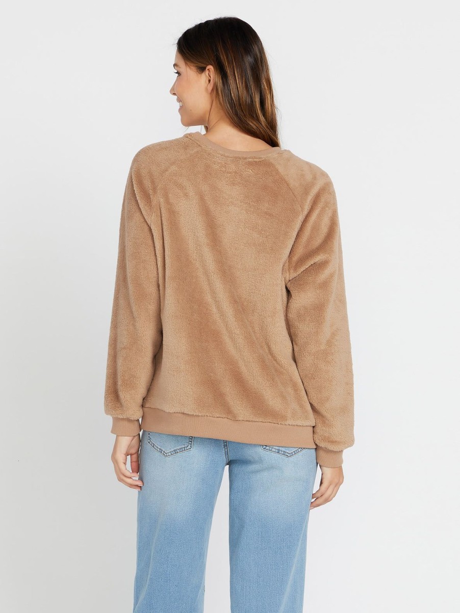 Femme Volcom Sweats | Sweatshirt Pheelin Phine Sherpa Mocha