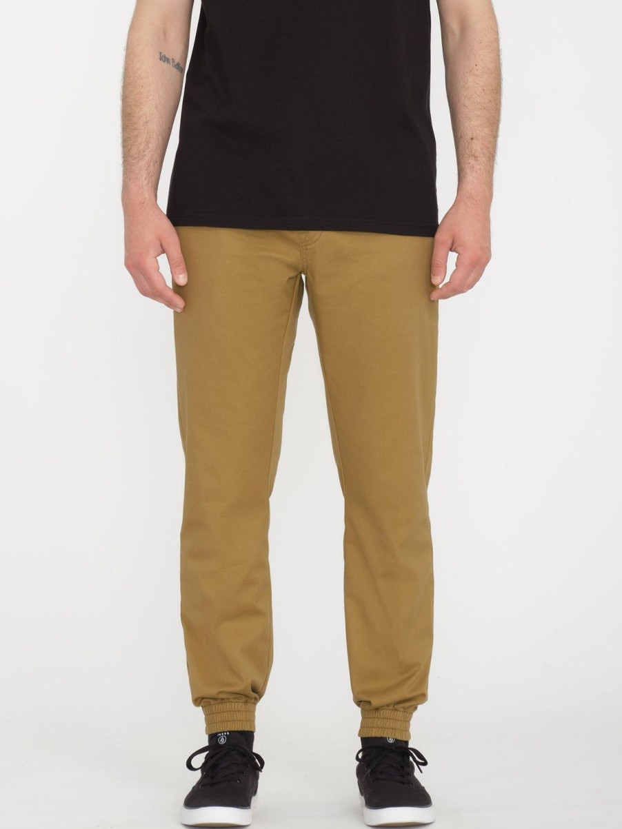 Homme Volcom Pantalons & Chinos | Pantalon De Jogging Slim Frickin Dark Khaki