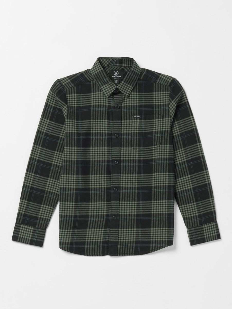 Garcons Volcom Chemises | Chemise Caden Plaid (Enfant) Black