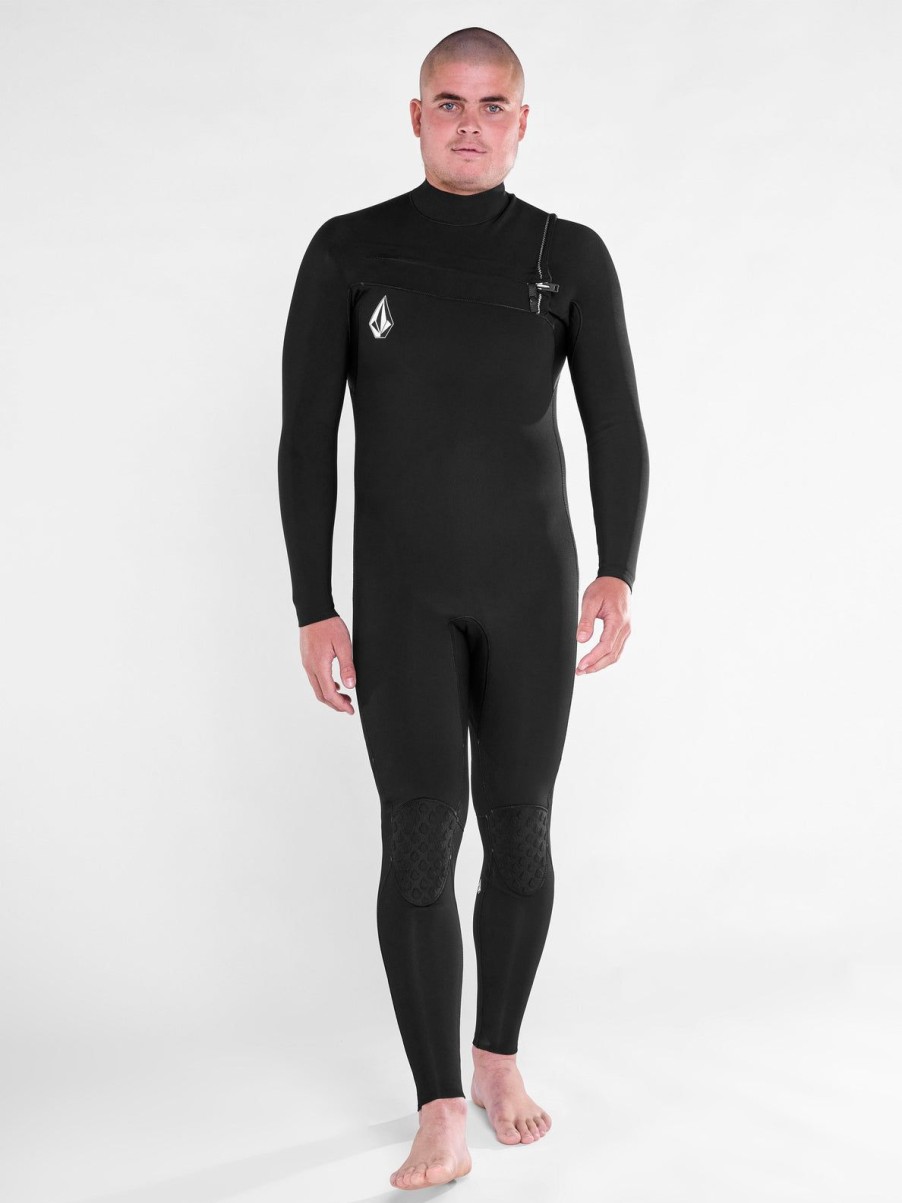 Homme Volcom Combinaisons & Tops De Surf | Combinaison De Surf Integrale Modulator 3/2 Mm Zippee Poitrine Black