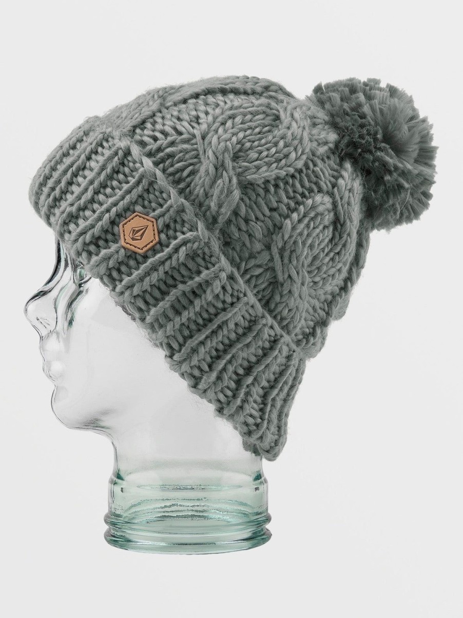 Femme Volcom Casquettes, Bonnets & Chapeaux | Bonnet Bobble Tricote A La Main Storm Grey