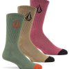 Homme Volcom Chaussettes | Chaussettes Full Stone (3 Paires) Agave