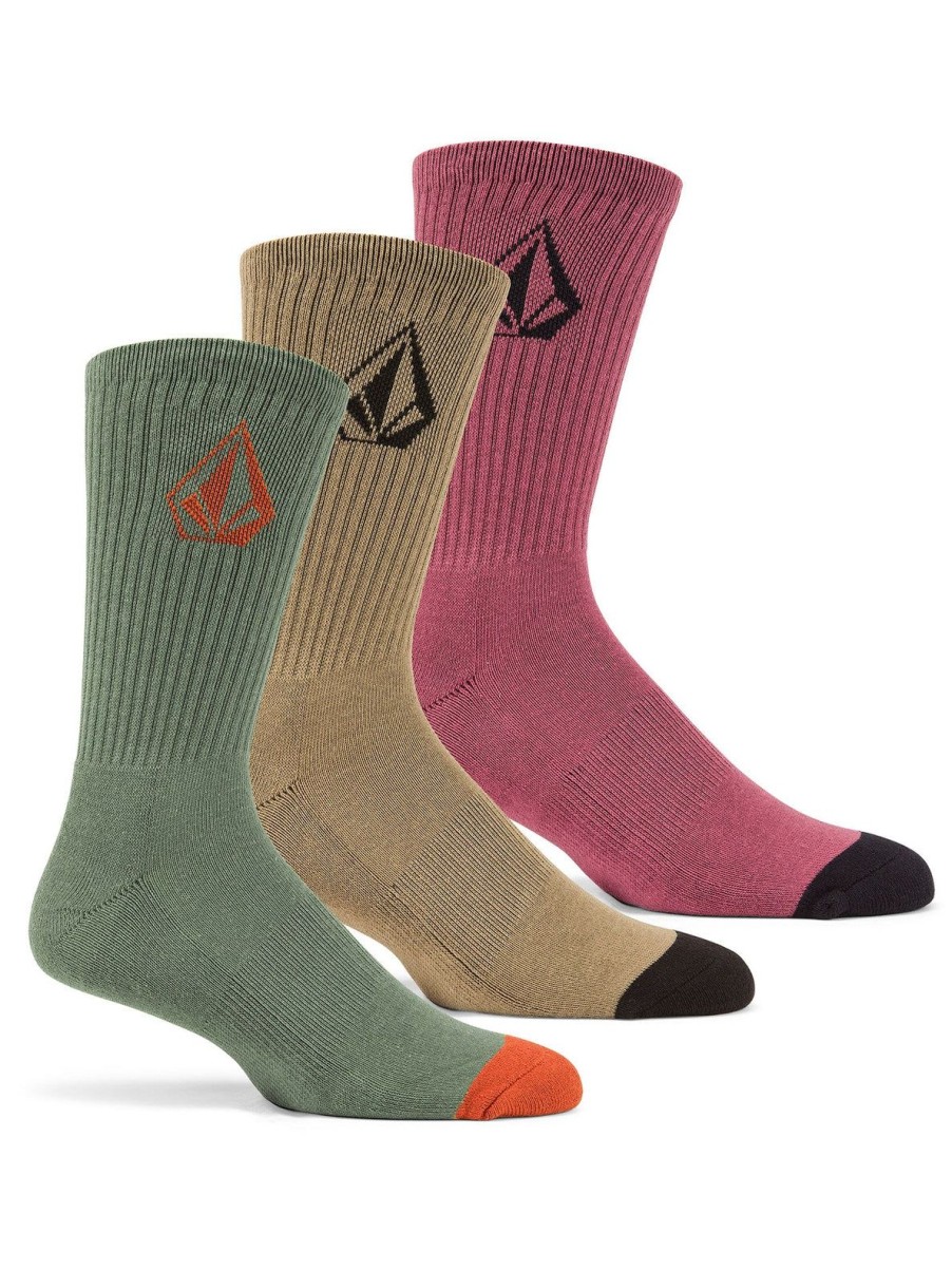 Homme Volcom Chaussettes | Chaussettes Full Stone (3 Paires) Agave