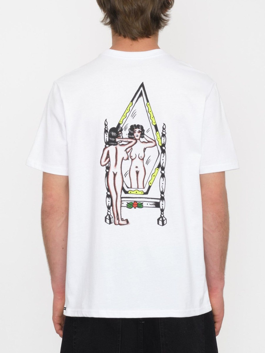 Homme Volcom T-Shirts & Polos | T-Shirt Lintell Mirror White