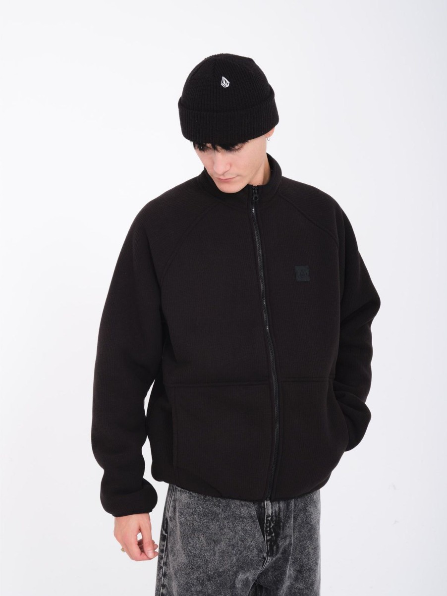 Homme Volcom Sweats | Sweat Sherpa Zippe Runtime Grid Black