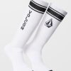 Homme Volcom Chaussettes | Chaussettes High Stripe White