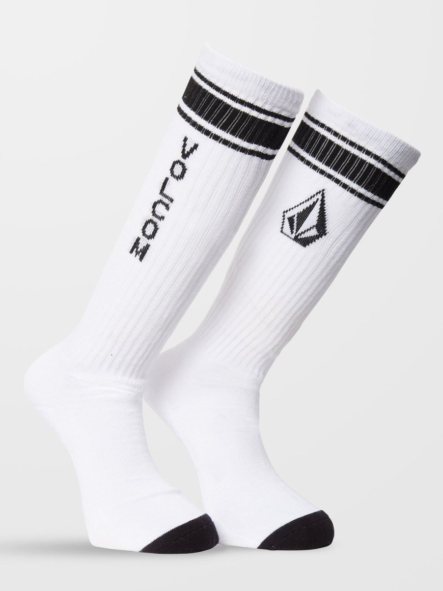 Homme Volcom Chaussettes | Chaussettes High Stripe White