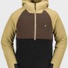 Homme Volcom Sweats | Sweat A Capuche Polar Half-Zipped Dark Khaki