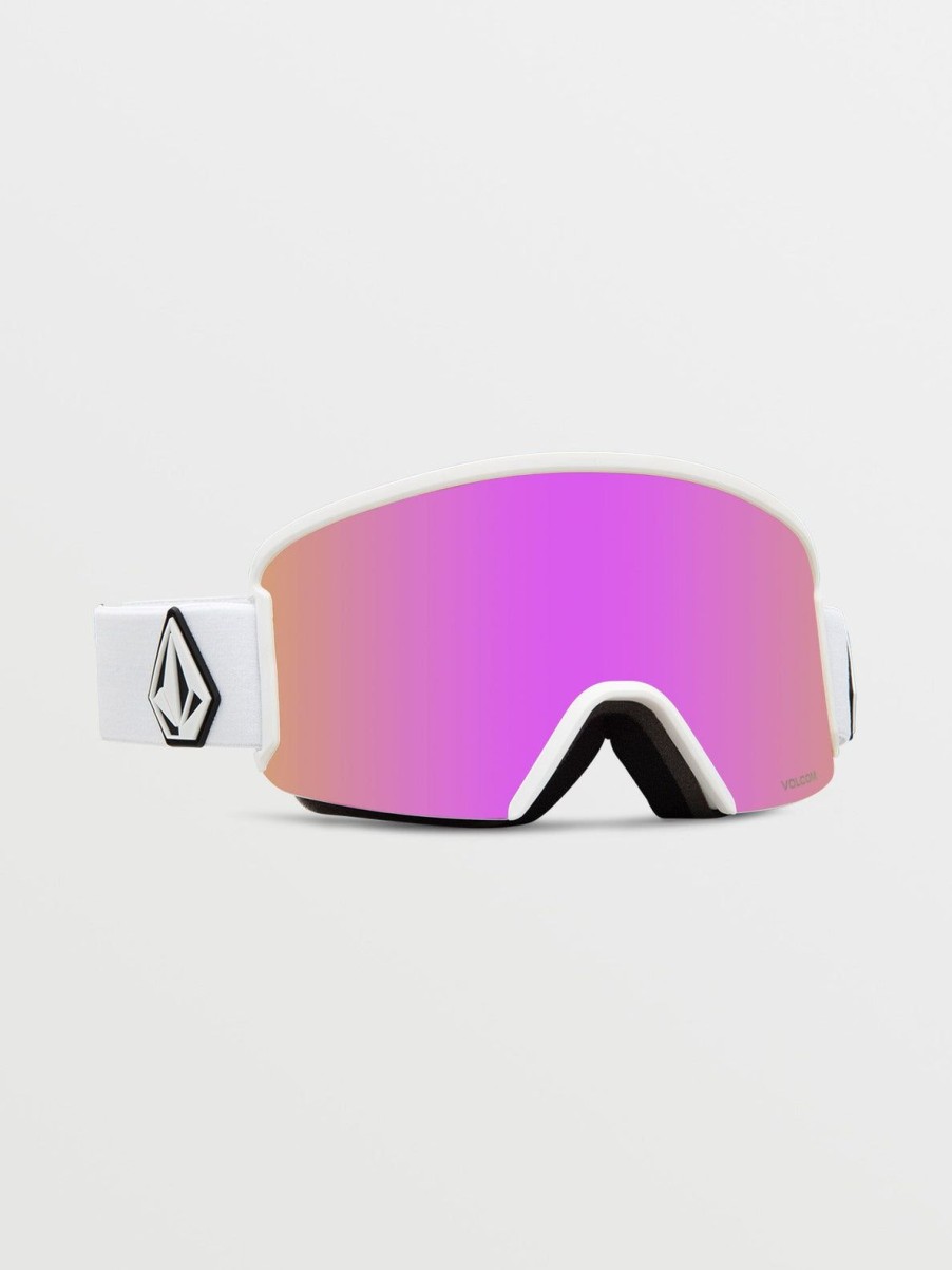 Homme Volcom Masques De Snow | Masque De Snow Garden Matte White (+ Ecran Bonus Yellow Chrome) Pink Chrome