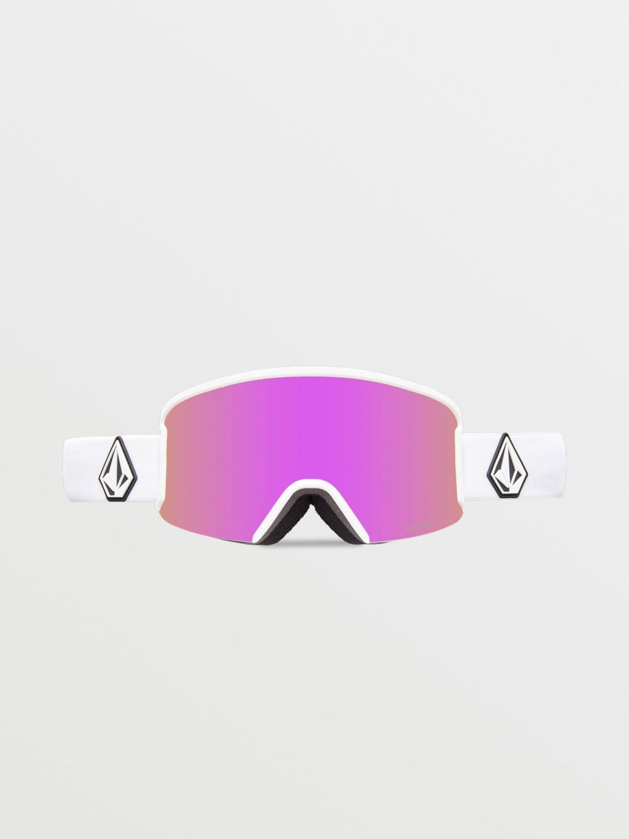 Homme Volcom Masques De Snow | Masque De Snow Garden Matte White (+ Ecran Bonus Yellow Chrome) Pink Chrome