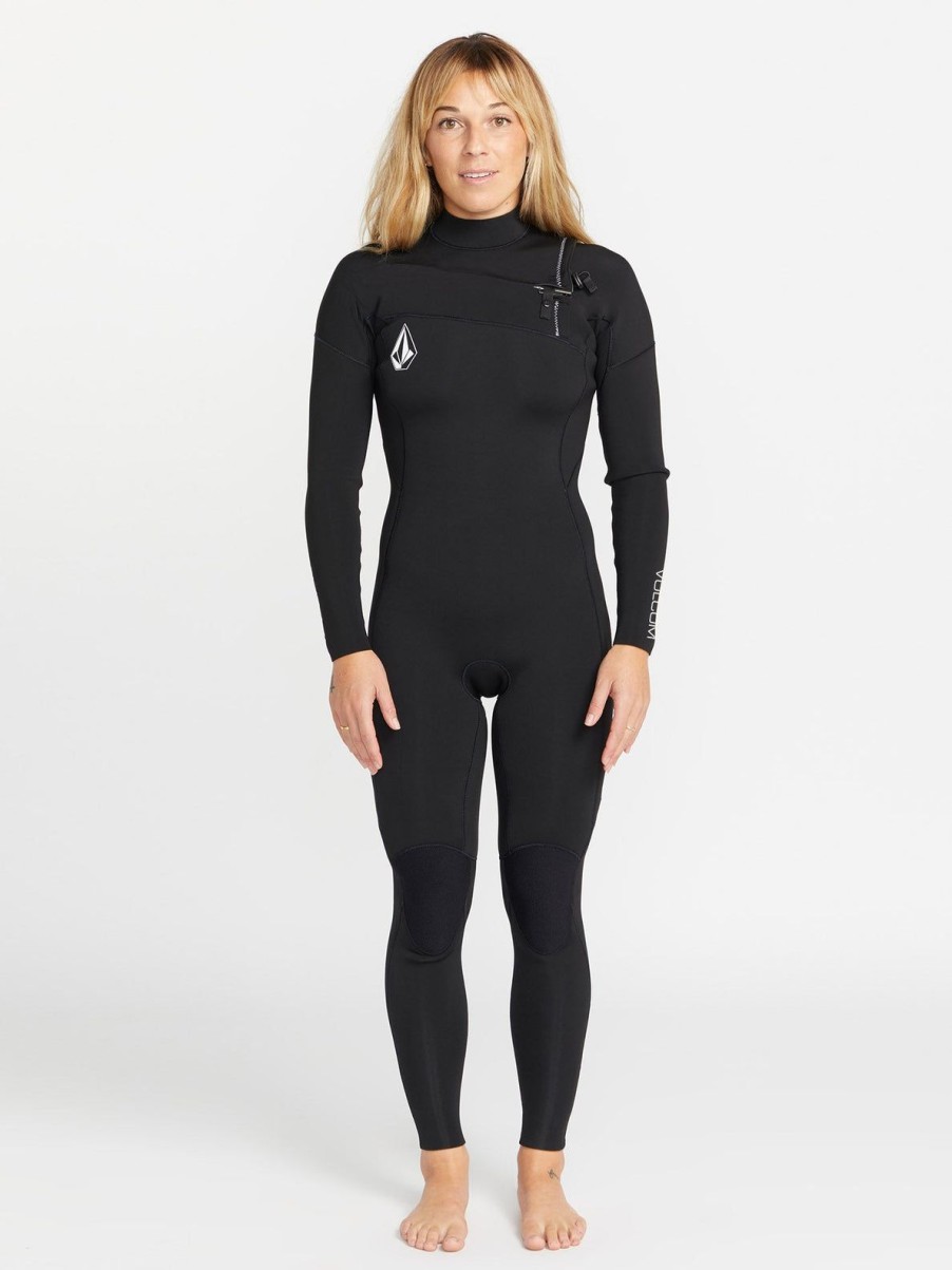 Femme Volcom Combinaisons Et Tops De Surf | Combinaison De Surf 4/3 Mm Zippee Poitrine Black