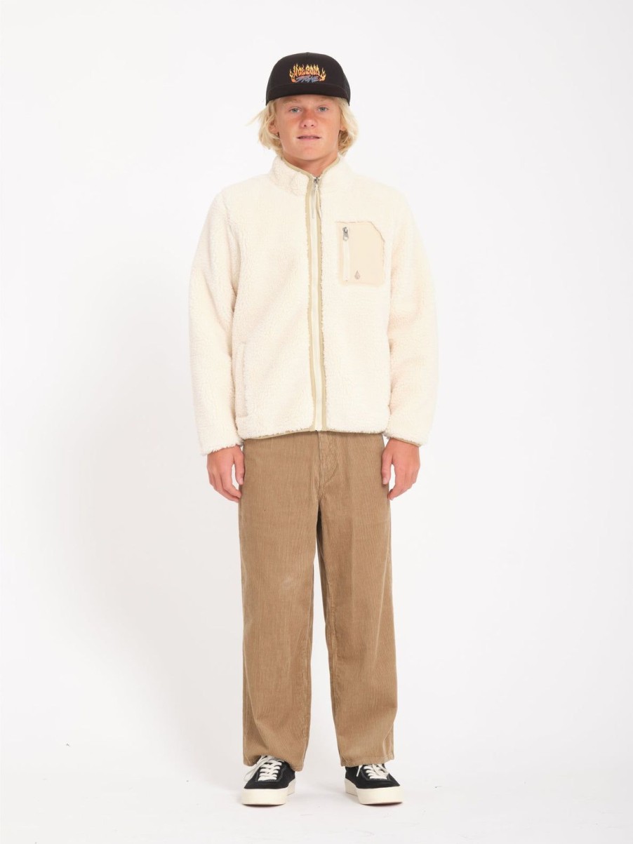 Garcons Volcom Sweats | Sweat Zippe Sherpa Muzzer Fuzzar (Enfant) Dirty White