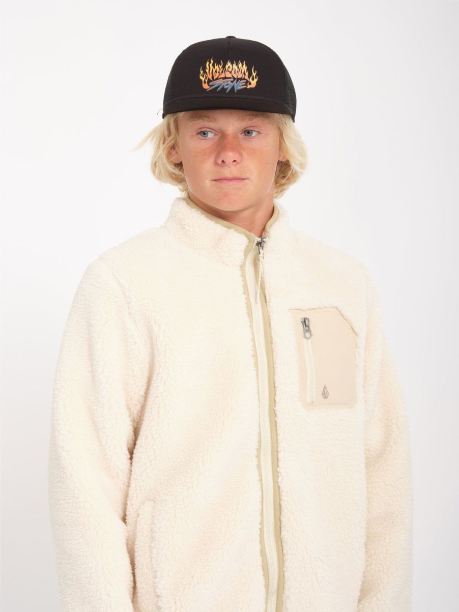 Garcons Volcom Sweats | Sweat Zippe Sherpa Muzzer Fuzzar (Enfant) Dirty White