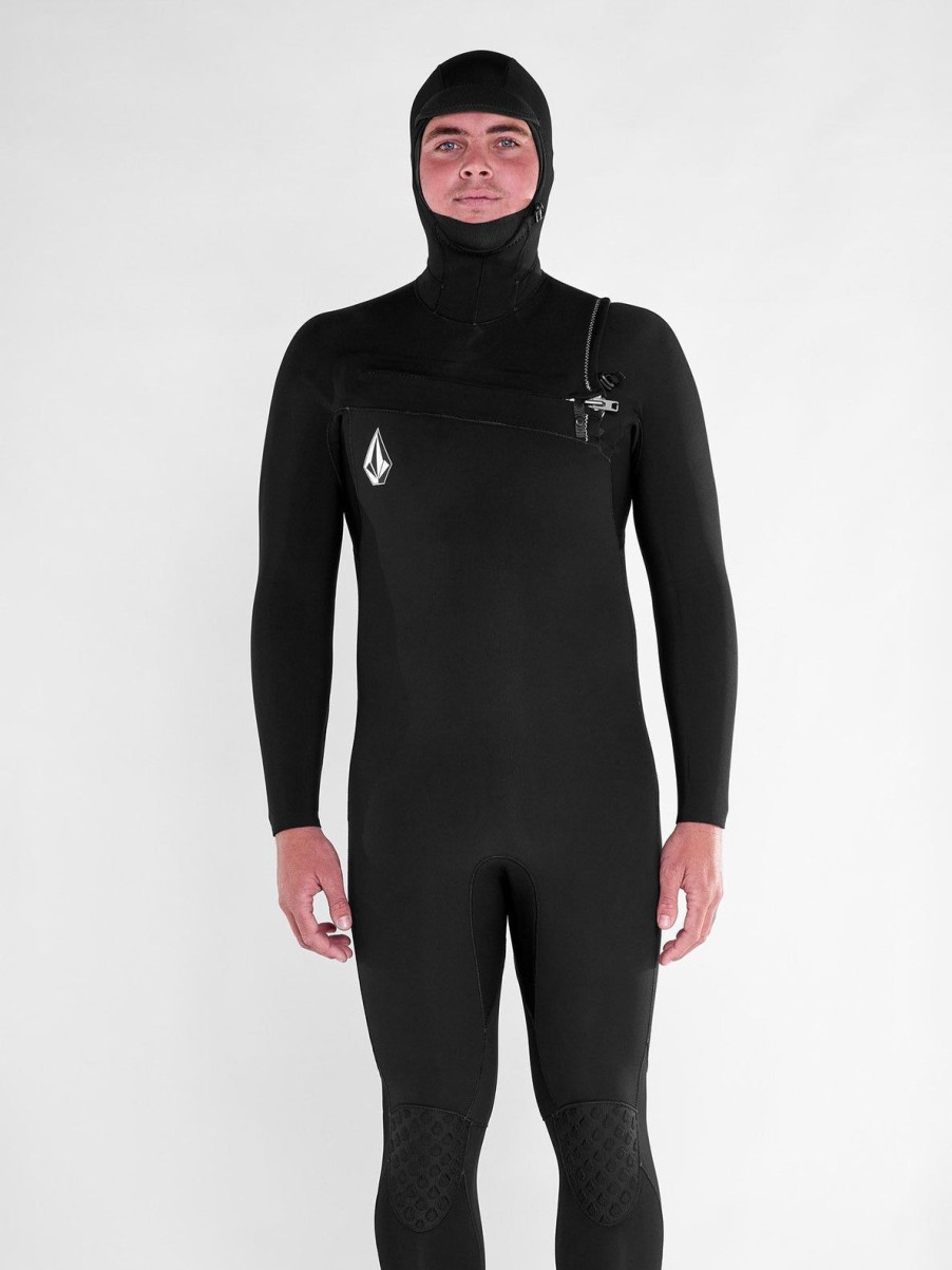 Homme Volcom Combinaisons & Tops De Surf | Combinaison De Surf Modulator A Capuche 5/4/3 Mm Zippee Poitrine Black