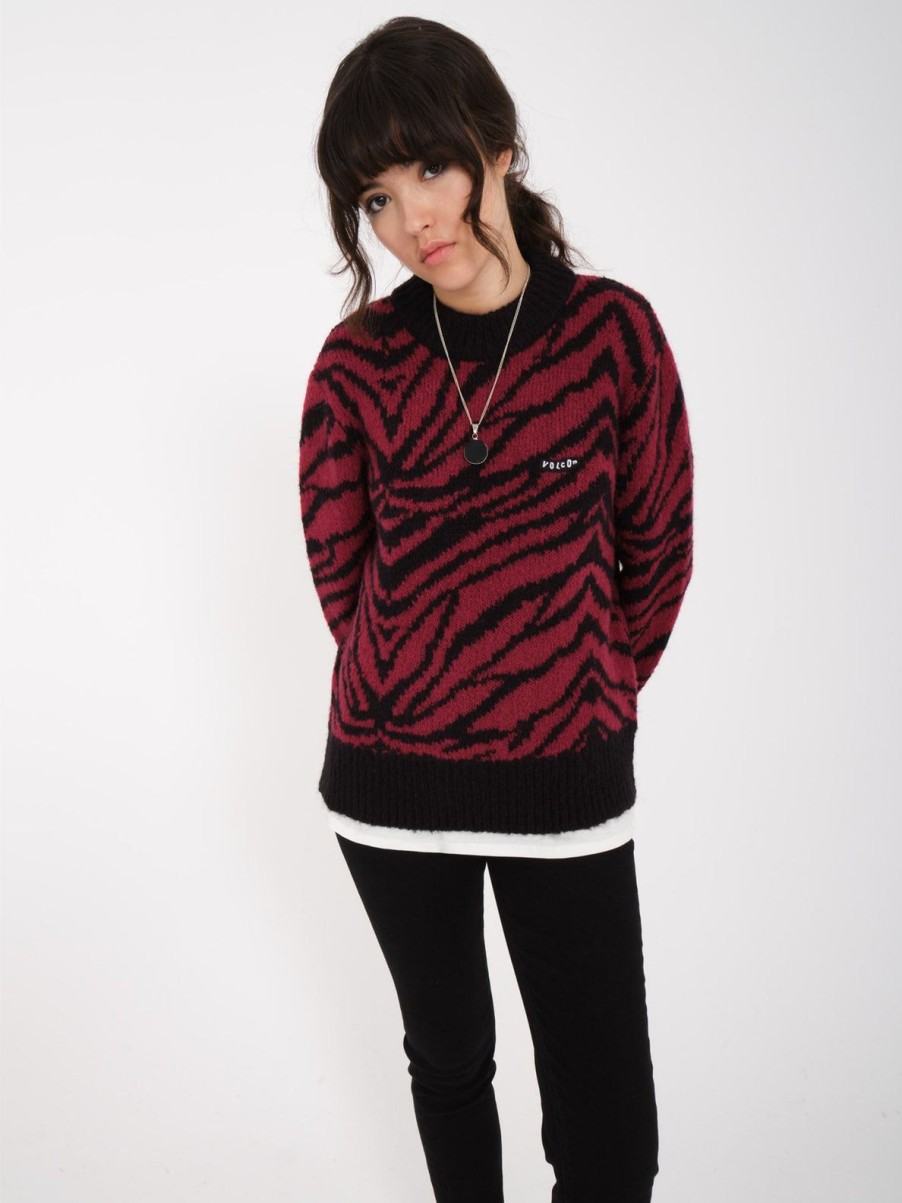 Femme Volcom Pulls & Cardigans | Pull Zebra Wine