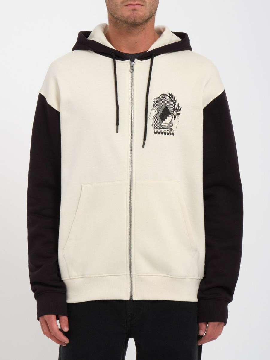 Homme Volcom Sweats | Sweat A Capuche Zippe Watanite Dirty White