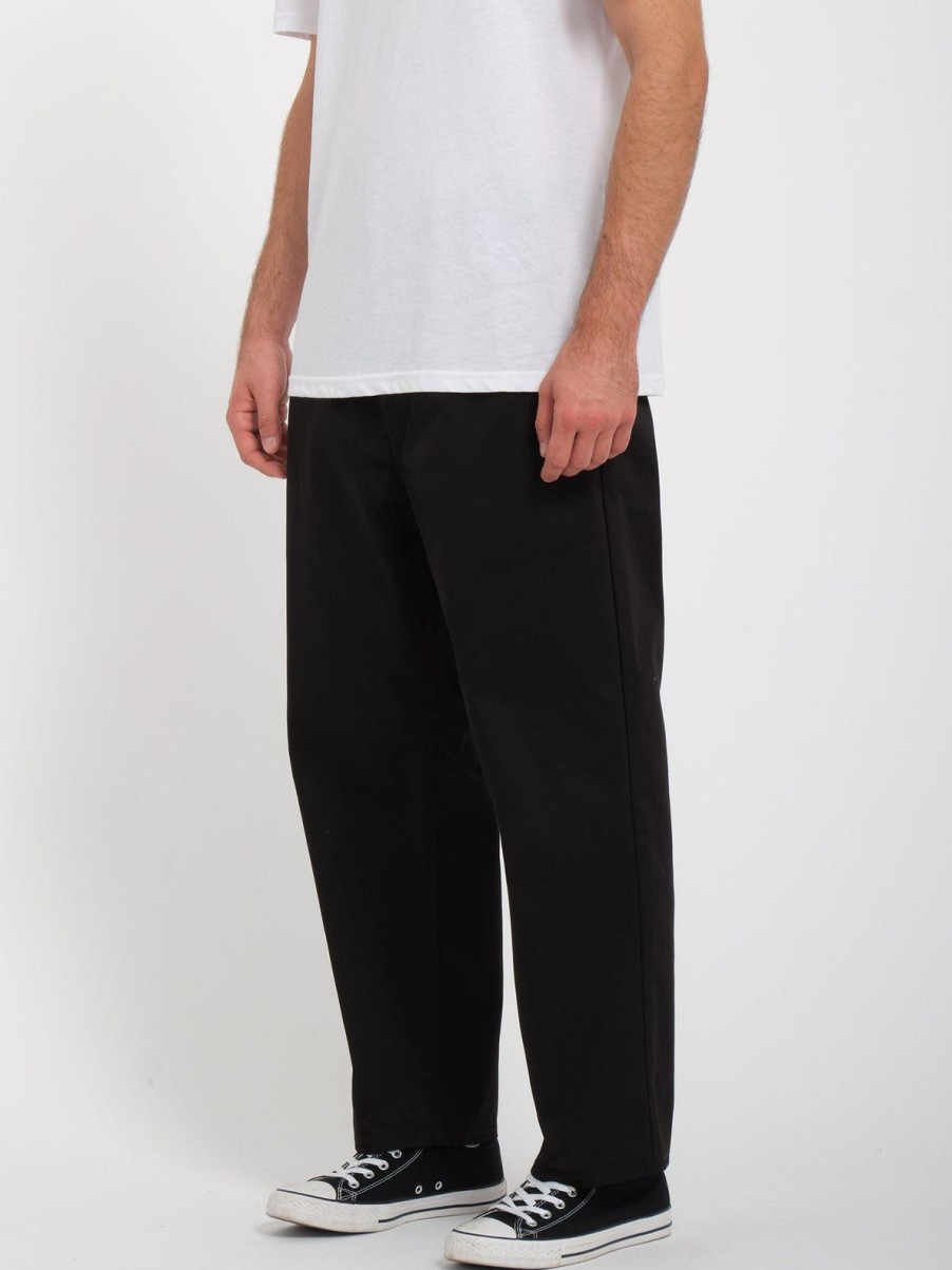 Homme Volcom Pantalons & Chinos | Pantalon Chino Pleat Briqlayer Black