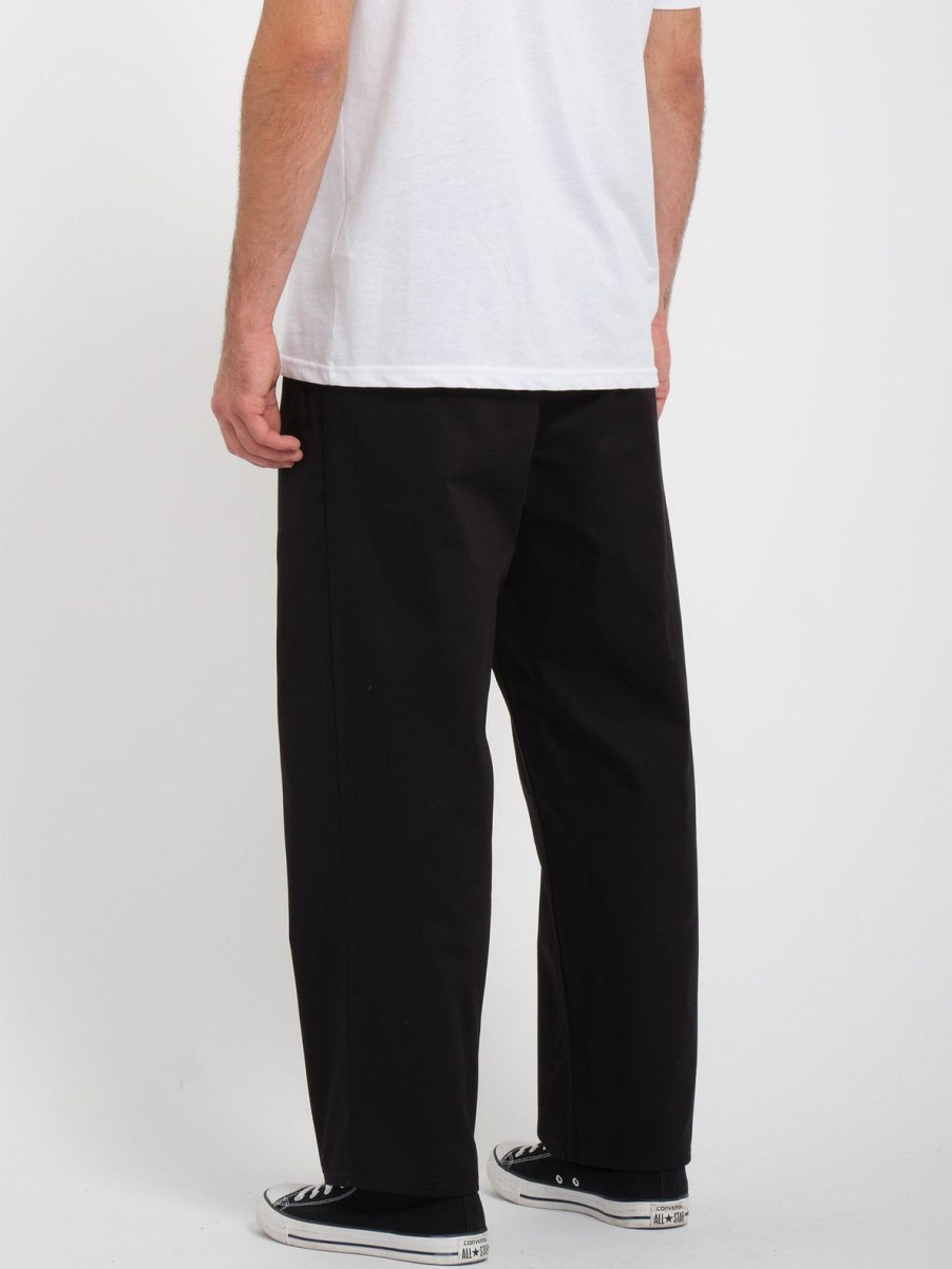 Homme Volcom Pantalons & Chinos | Pantalon Chino Pleat Briqlayer Black