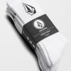 Homme Volcom Chaussettes | Chaussettes Full Stone (3 Paires) White